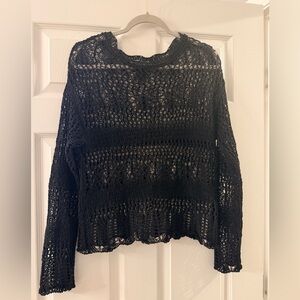 Black Crochet Knit Sweater - Zara